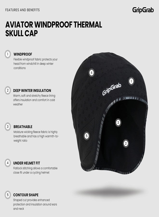 GripGrab قبعة GripGrab Aviator سوداء مقاومة للرياح، قبعة حرارية للدراجات الهوائية، تُلبس تحت الخوذة، غطاء للأذنين، مناسبة للارتداء تحت الخوذة. - Image 3